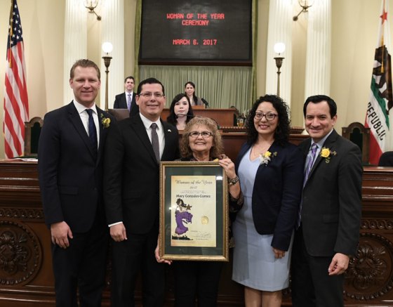 Salas honors Kings County's Mary Gonzales-Gomez as Woman of the Year Assemblyman Rudy Salas helped to honor Kings Coounty's Mary Gonzales=Gomez as Woman of the Year.